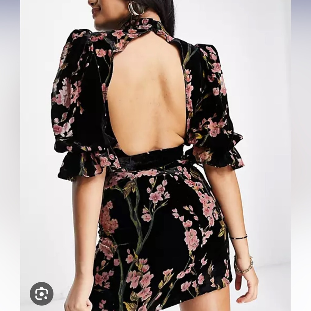 Black velvet floral dress